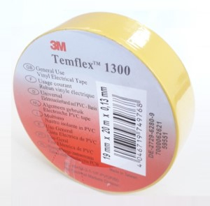 Жовта ізоляційна стрічка ПВХ 3М Temflex 1300, рулон 19мм х 20м