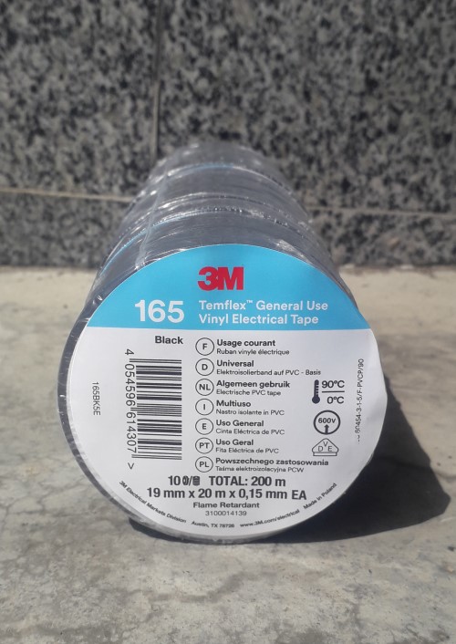 ПВХ изолента 3M Temflex 165 19мм 20м 3М 165 Темфлекс чорна ізострічка
