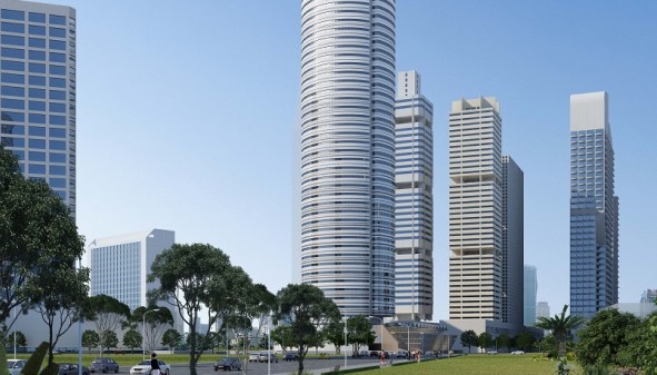 Здание AXA Tower в Сингапуре, где применялись скотчи 3M VHB